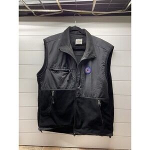 Outer Boundary Mens Black Fleece Nylon Mixed Media Full Zip Vest XL Angiomax